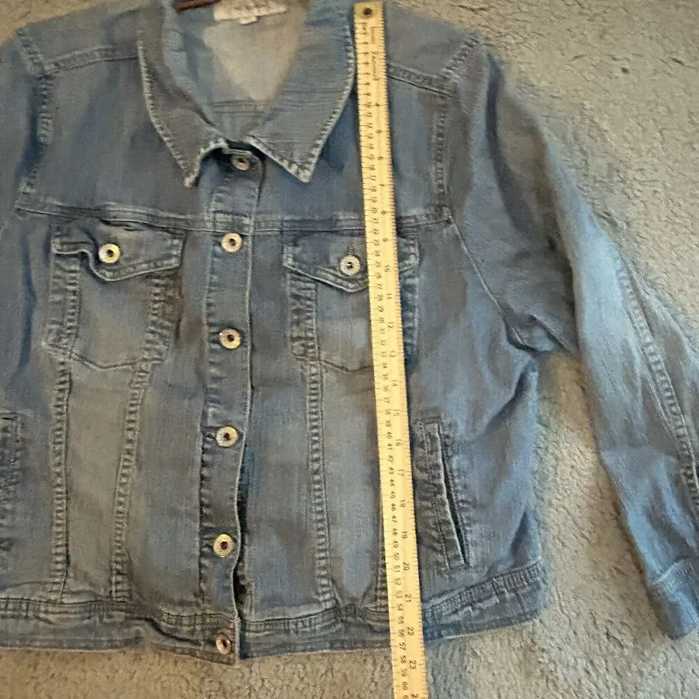 Merona Faded Denim Jean Jacket Womans Size 20/22 W With Pockets outdoorwear - Picture 11 of 15